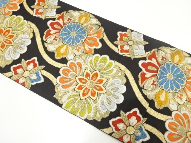 JAPANESE KIMONO / ANTIQUE FUKURO OBI / WOVEN TATEWAKU PATTERN